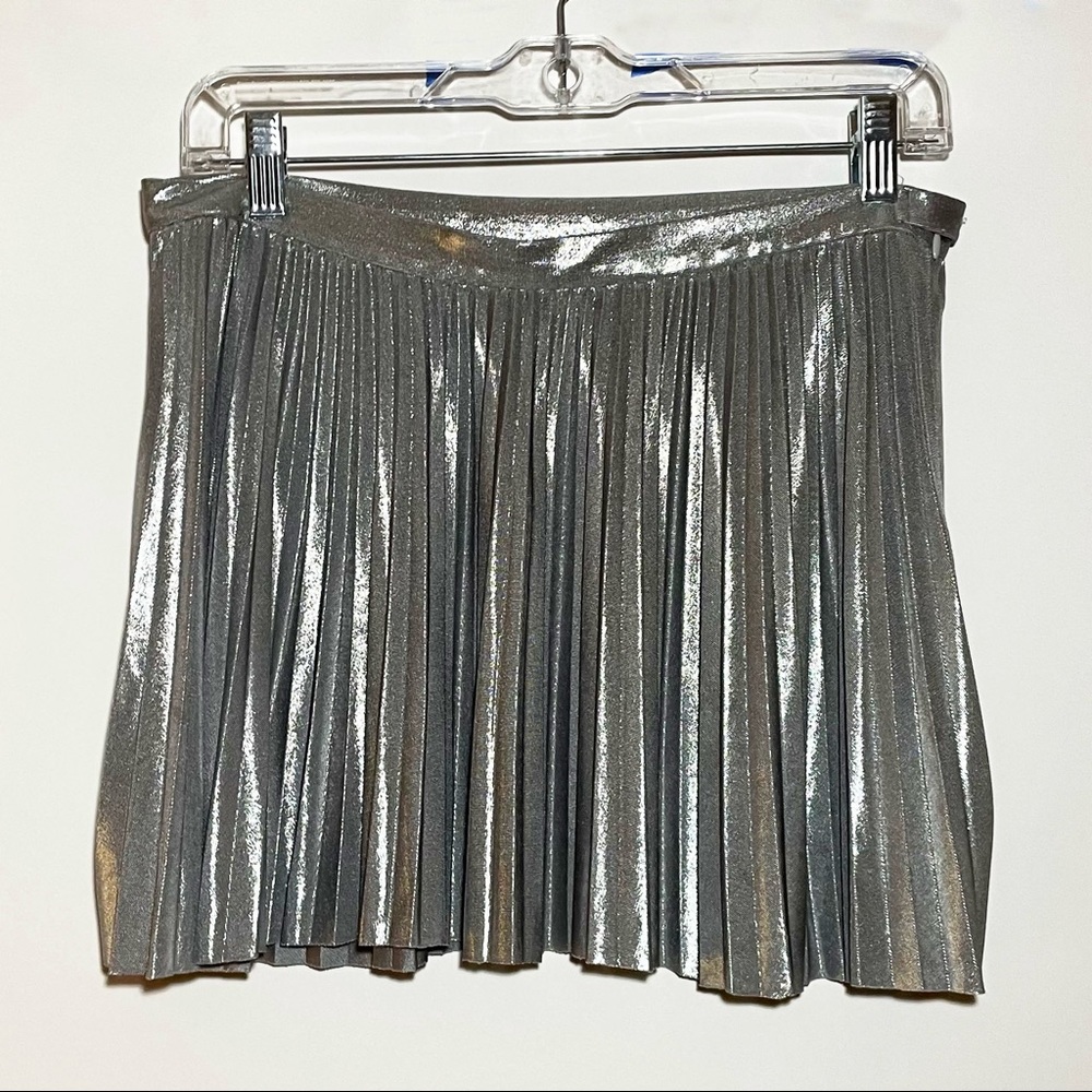 Metallic Silver Mini Skirt